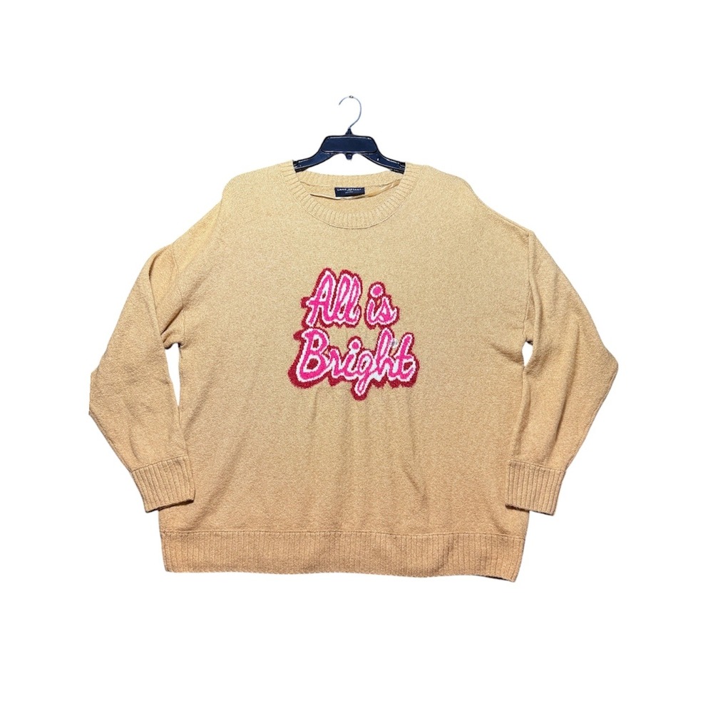 Lane Bryant Graphic Sweater Women 22/24 Tan All is Bright Intarsia Knit